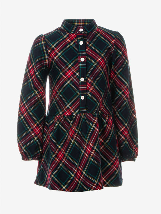 Picture of C2671- GILRS LONG SLEEVE CHECKED WINTER DRESS (4-16 YRS)